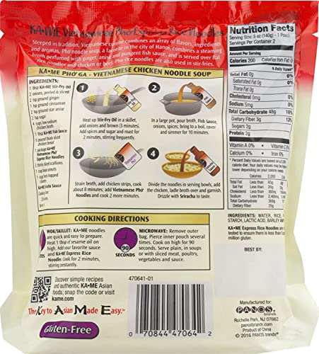 Ka-Me Gluten Free Rice Noodles - Vietnamese Express Pho Noodles Ready To Serve (Pack Of 6)