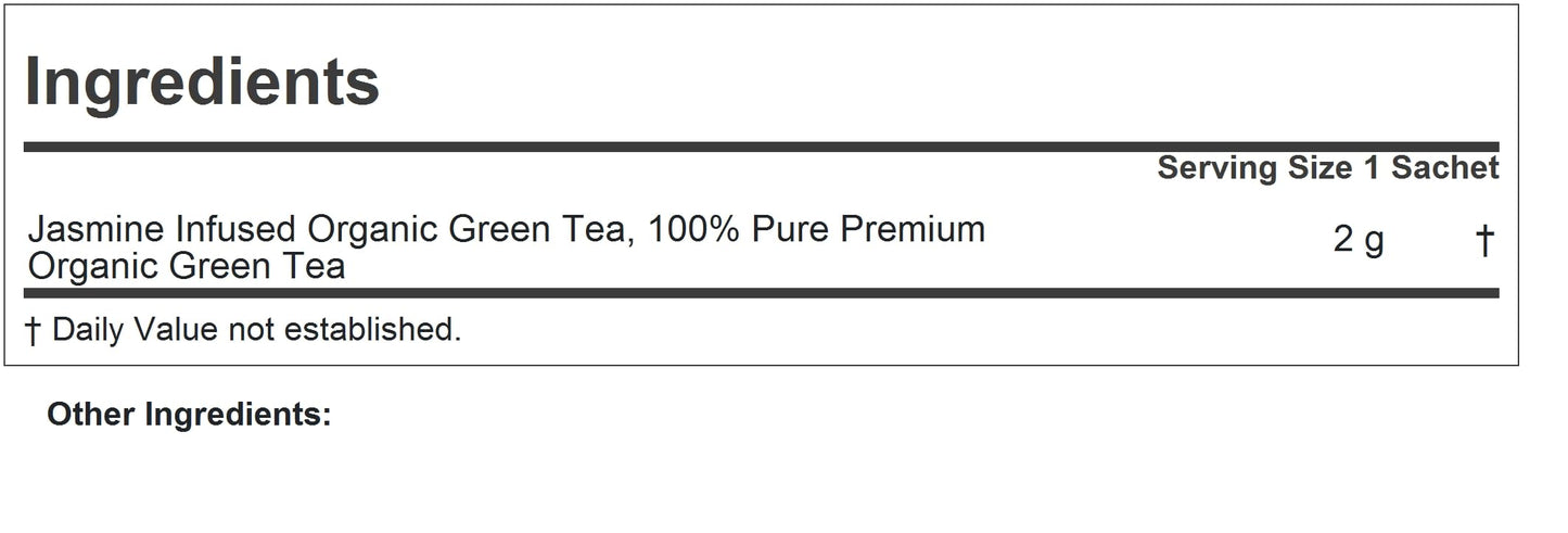 ANDREW LESSMAN Jasmine Infused Green Tea, 90 Sachets, Organic, High Polyphenols & EGCG, Mild Flavor, Caffeinated