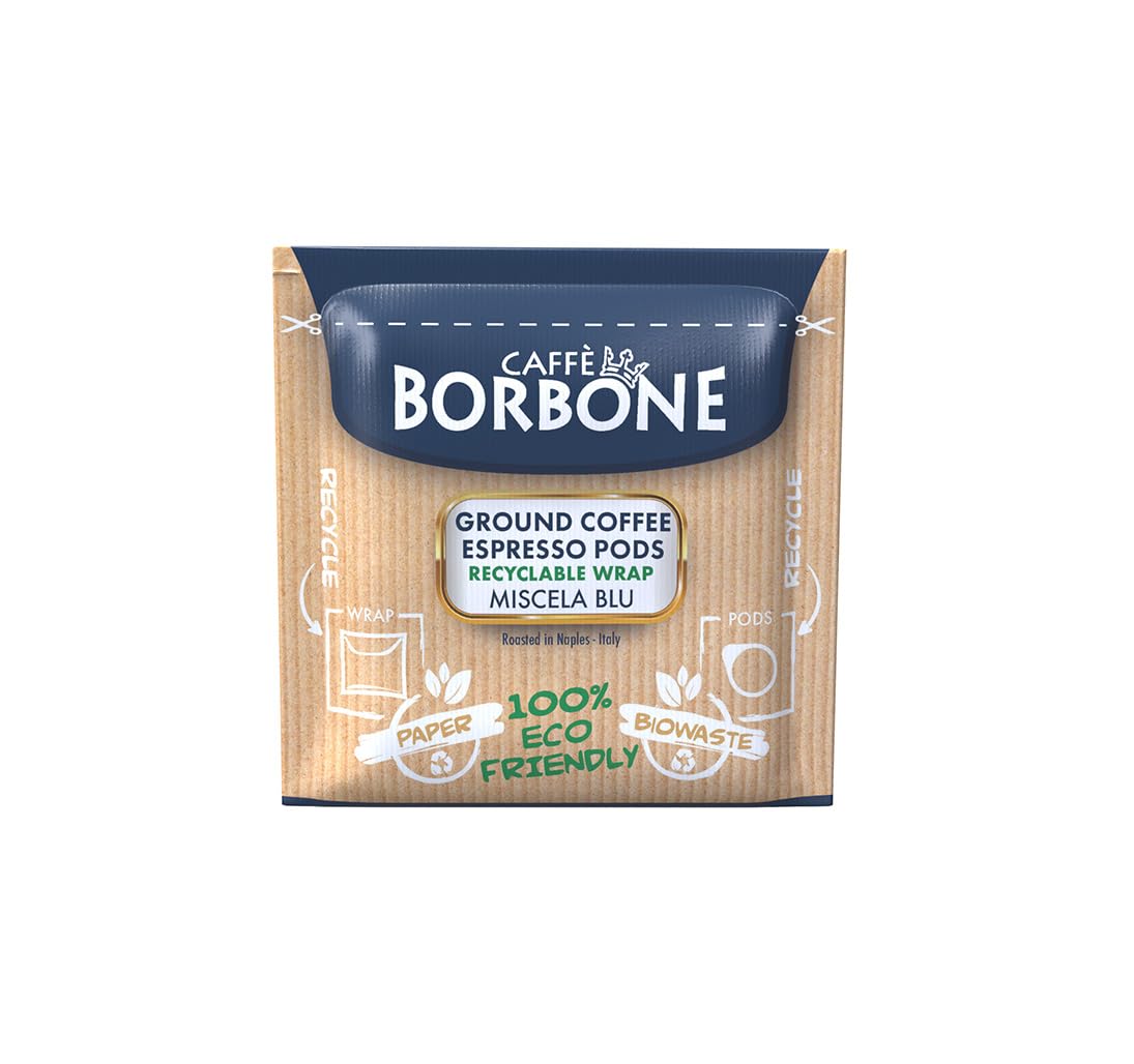 Caffe Borbone 50 Single Served Espresso Coffee Pods, Blue Blend With Refined Taste, Powerful Character And Intense Aroma, Roaste