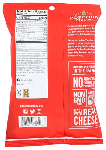 Popcorn Indiana Wisconsin Aged White Cheddar, King Size Single Bag, 1.7 Oz