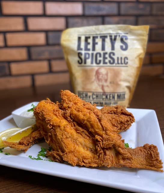 Leftys Original Fish N Chicken Mix | Air Fry and Oven Baked Seasoned Coating Mix for Fish, Chicken, Pork Chops, Shrimp and Veg