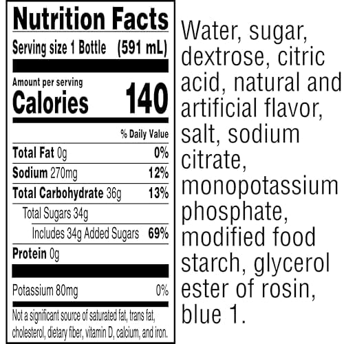 Gatorade Thirst Quencher Cool Blue, 20 Fl Oz Bottles, 8 Pack