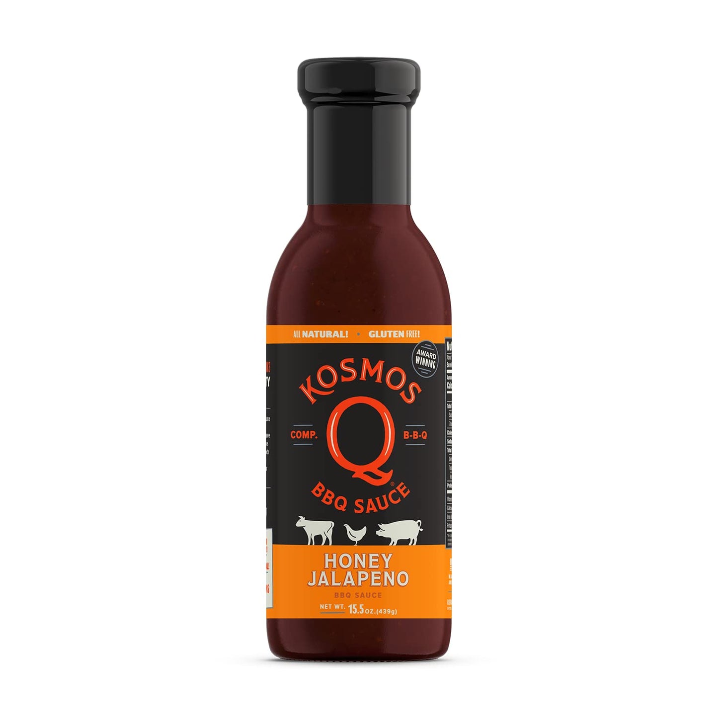 Kosmos Q Honey Jalapeno BBQ Sauce - 15.5 Oz Bottle for BBQ & Marinades w/ Sweet and Spicy Flavor - Thick Barbecue Sauce for Tend