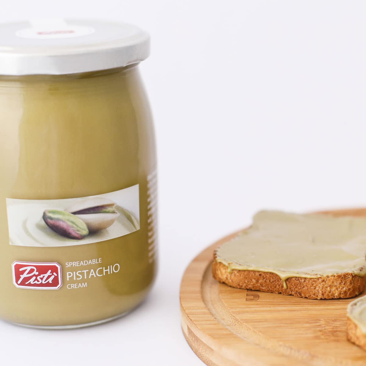 Pisti Cream of Pistachio from Sicily 21.2 Ounce (600g) | Artisanal Italian Nut Spread | Enjoy with Bread and Biscuits (Pack of 2