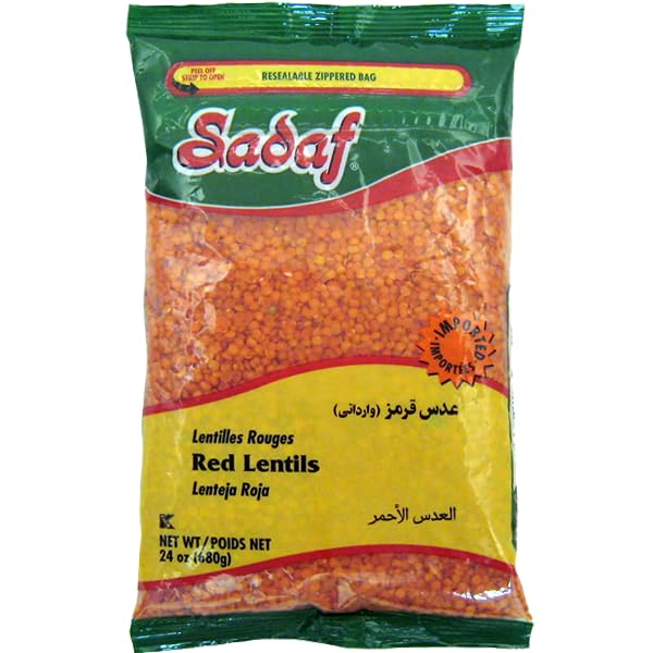 Sadaf Red Lentil Beans, Kosher, 24 Oz, In A Resealable Zipper Bag