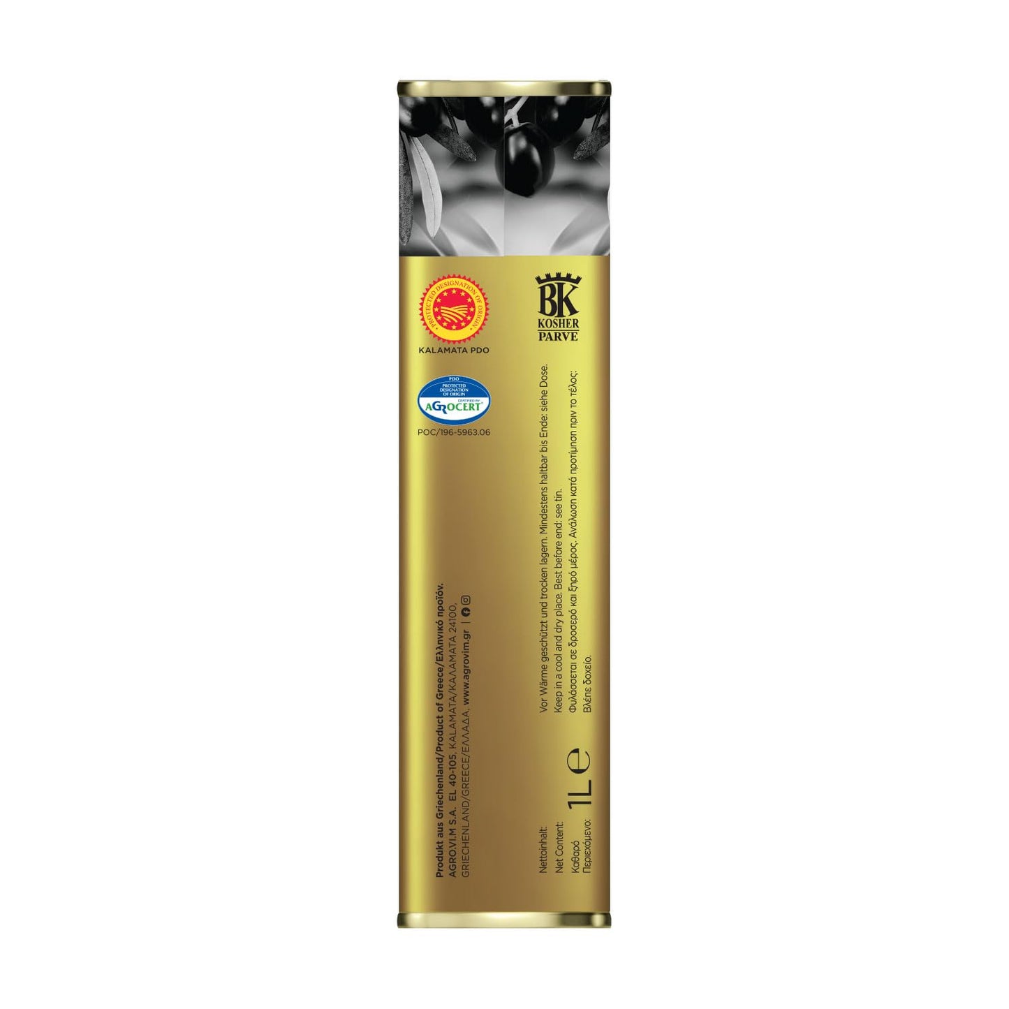 Iliada Kalamata Pdo Extra Virgin Olive Oil, 1 Liter Tin | Multi-Awarded | Single Region 100% Greek | Monovarietal Koroneiki | Co