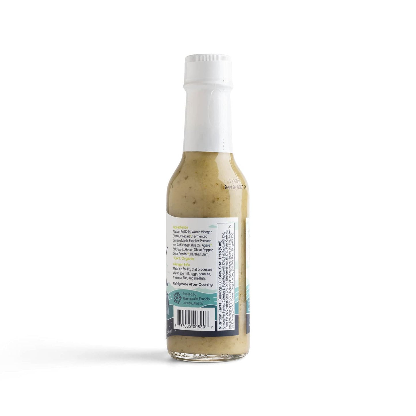 Barnacle Foods Serrano Bullwhip Kelp Hot Sauce, 5.5 oz (Pack of 3), Kelp & Serrano Peppers, Umami Flavor, Made in Alaska