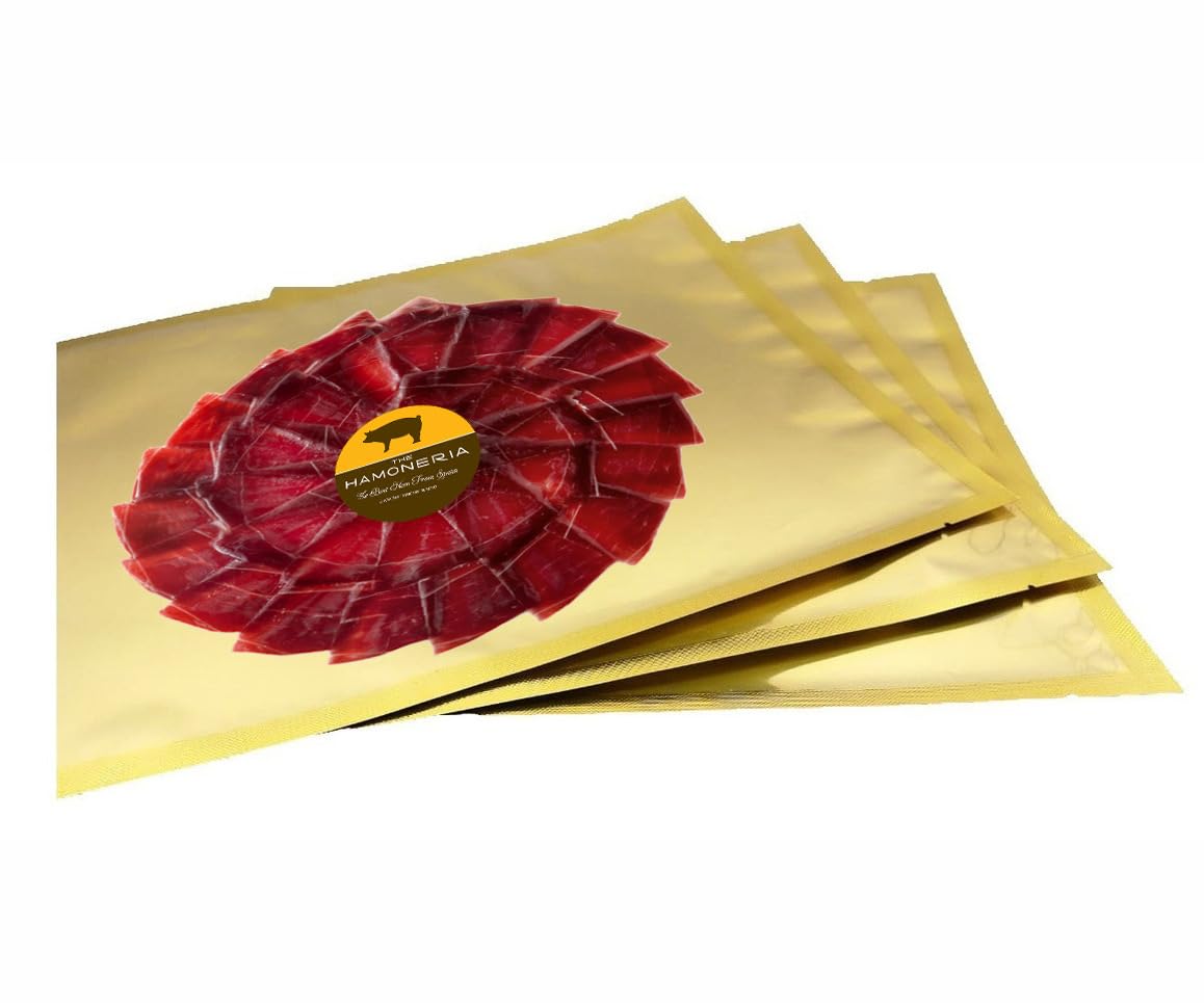 Iberico Acorn-Fed Ham - Sliced Jamon Pata Negra, 3 Oz | Premium Spanish Dry-Cured Ham, Gourmet Charcuterie, 100% Bellota, Rich F