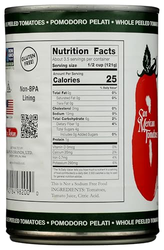 San Merican Tomato No Salt Added Whole Peeled Tomatoes, 14.5 Oz
