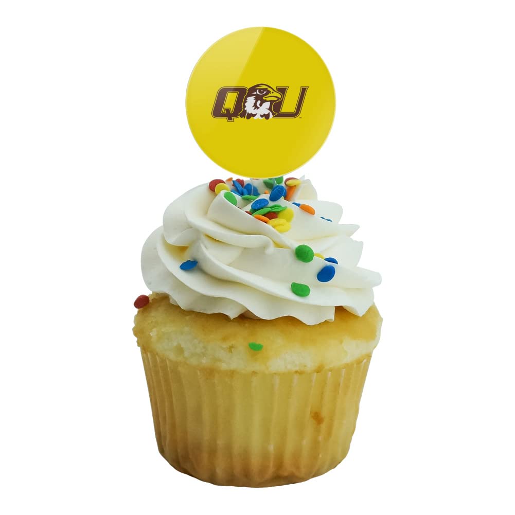 Quincy University Secondary Logo Cupcake Picks Toppers Decoration Set Of 6