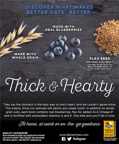 Better Oats Blueberry Muffin Instant Oats, 15.1oz Box (Pack of 3) - Delicious, Nutritious Breakfast Option