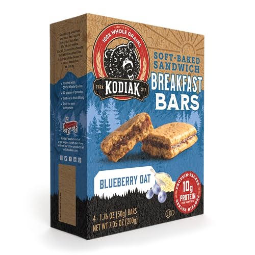 Kodiak Cakes Soft Baked Sandwich Breakfast Bar, Blueberry Oat, High Protein, 100% Whole Grains, 12 boxes with 4 bars each (48 ba