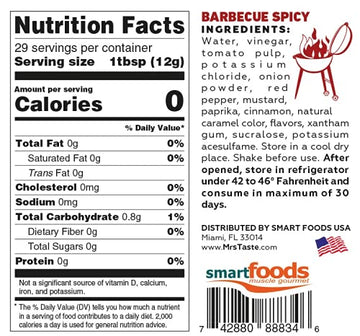 Mrs Taste Sugar Free Spicy Bbq, Zero Calories, Zero Sodium, Zero Sugar, High Fiber, Keto Friendly, Paleo Friendly, Condiments An