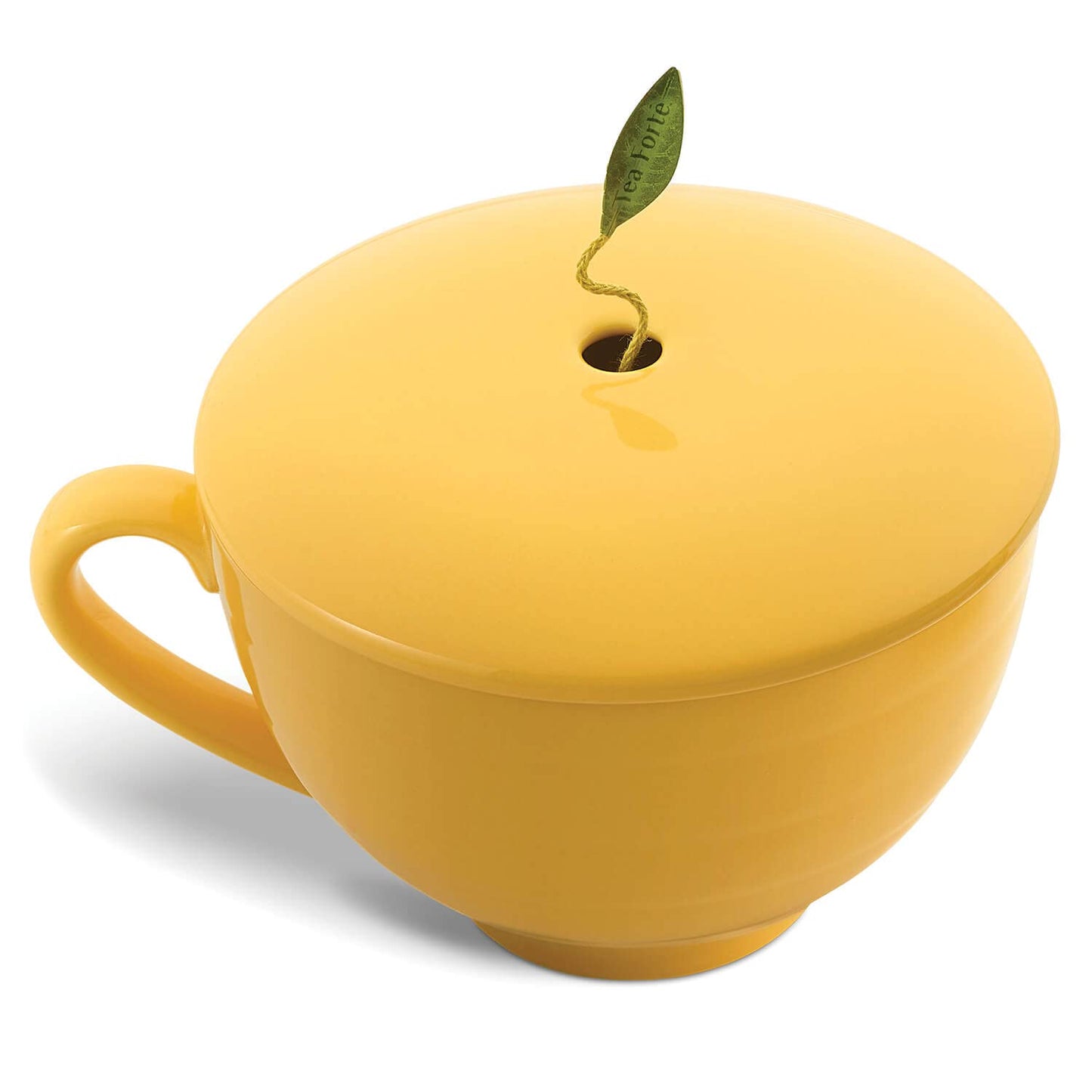 Tea Forte Paradis 3-Piece Premium Tea Gift Set With Mango Yellow Cafe Cup With Lid, Tea Tray And 10 Assorted 2 Of Each Variety O