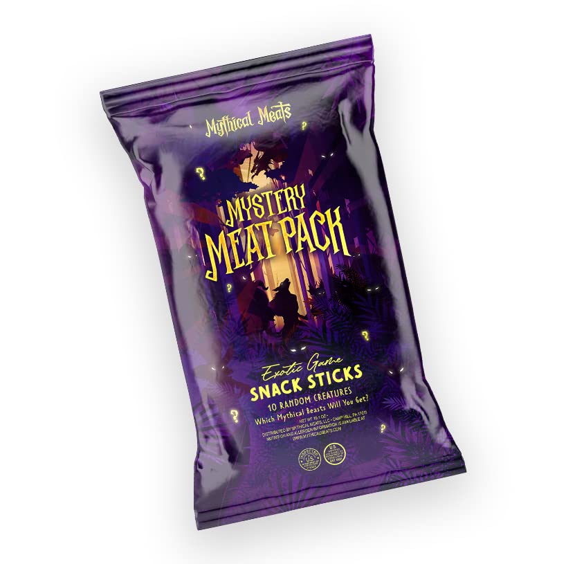 Mythical Meats Mystery Meat Random Flavor Sampler Pack - 10 Random Exotic Game and Beef Snack Sticks - Dried & Dehydrated Meats 