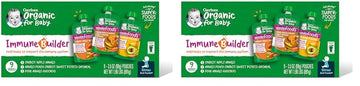 Gerber Organic For Baby 2Nd Foods Pouches Immune Builder Variety Pack (3) Carrot Apple Mango (3) Mango Peach Carrot Sweet Potato