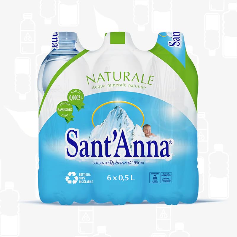 Acqua SantAnna Still Mineral Water, 16.9 Fl Oz Bottles (6-Pack), Sodium-Free, Nitrate-Free, BPA-Free