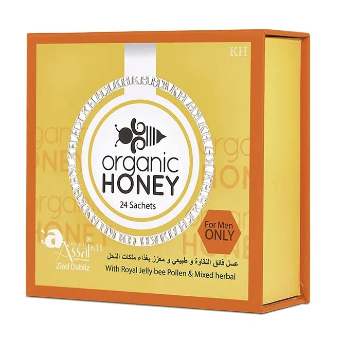 Organic Natural Honey Infused With Natural Jelly, Honey Bee Pollen & 100% Mixed Natural Herbs (Large Pack Of 24 Sachets 10Gram E