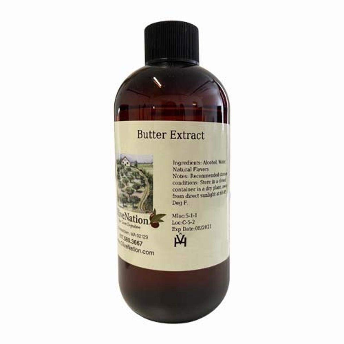 OLIVENATION Butter Flavoring Extract - PG Free, Sugar Free, Non-GMO, Gluten Free - 8 Fl Oz, Brown, Model EBJ8