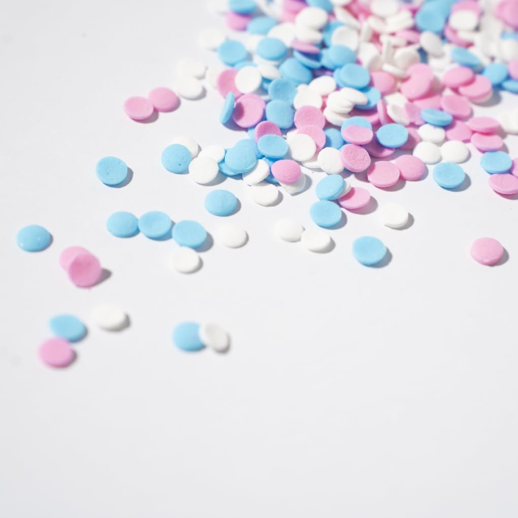 NIPEOR Christmas Rainbow Sprinkles Blue Pink White Confetti Sprinkles 3.53oz/100gEdible Sprinkle Topping Confetti Sprinkles, Rou