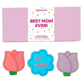 WANDERCRUMB | Mom Birthday Gifts | Hand Decorated Sugar Cookies Gift Set - 3 Pack in Box with Message Card - Birthday Gifts for 
