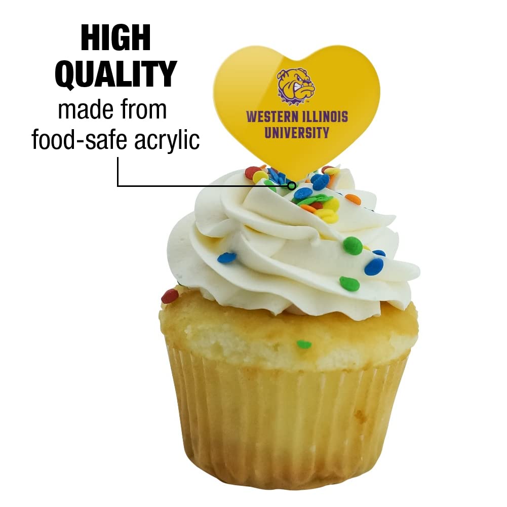 GRAPHICS & MORE Cupcake Picks Set of 6, Acrylic, Western Illinois University, One Size, Heart Decoration