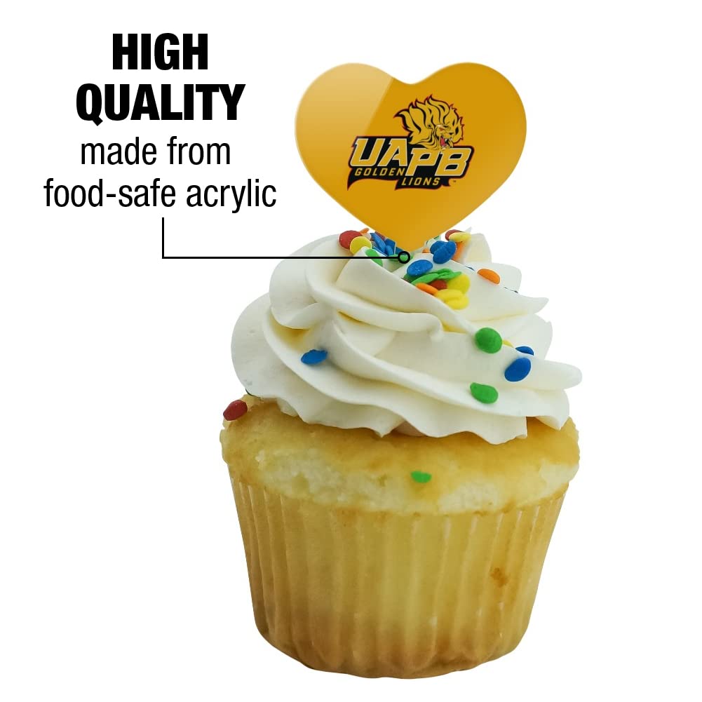 GRAPHICS & MORE Cupcake Picks Set of 6, Heart Decoration, Acrylic, One Size, University of Arkansas at Pine Bluff