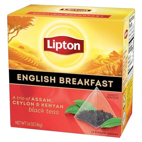 Lipton Black Tea English Breakfast Pyramid Tea Bags, 20 Bags, Multicoloured, Model 800859