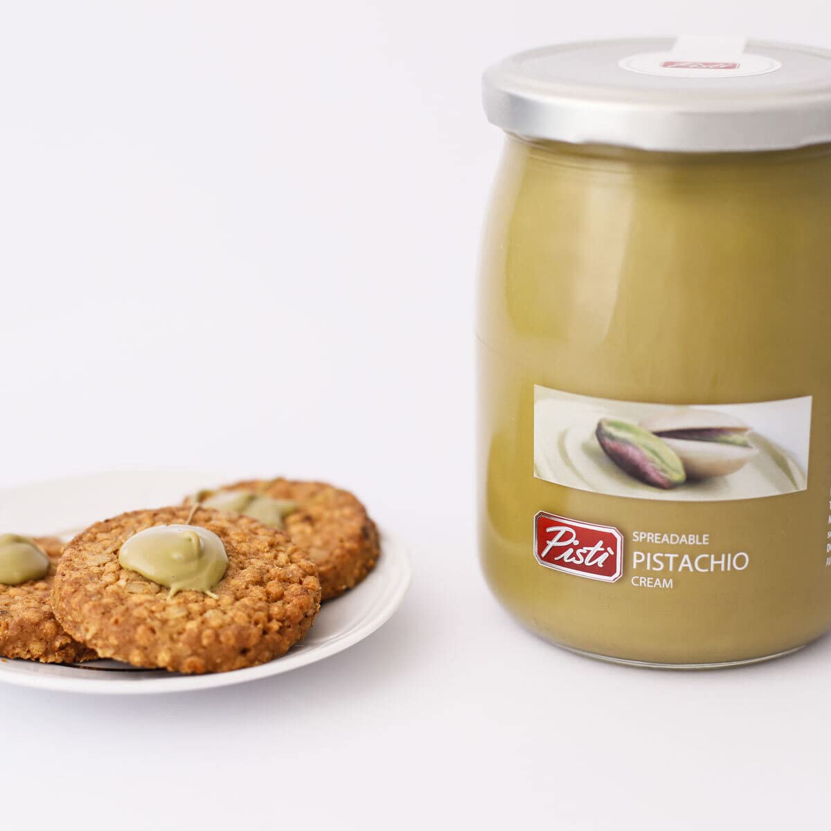 Pisti Cream of Pistachio from Sicily 21.2 Ounce (600g) | Artisanal Italian Nut Spread | Enjoy with Bread and Biscuits (Pack of 2