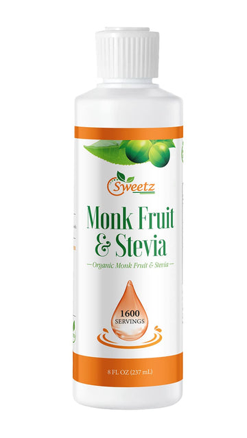G-Sweetz Monk Fruit & Stevia Liquid Sweetener Drops - Natural Sweeteners & Sugar Alternatives - Delicious Blend With No Bitter A