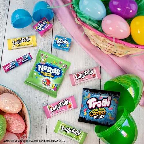 Sweetarts, Trolli, Laffy Taffy & Nerds Easter Egg Filler Variety Bulk Bag, Springtime Easter Candy, 41.93 Oz (125 Individually W