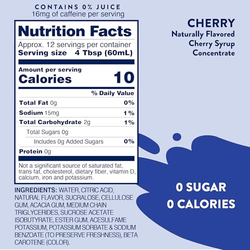 Jordans Skinny Mixes Sugar Free Syrup  Cherry Cola Flavor  Fruit Flavored Water Enhancer  Drink Mix for Iced Tea  Lemonade  Drinks  Low Calorie Water Flavoring  Dairy & Gluten Free Kosher  25.4 Fl Oz