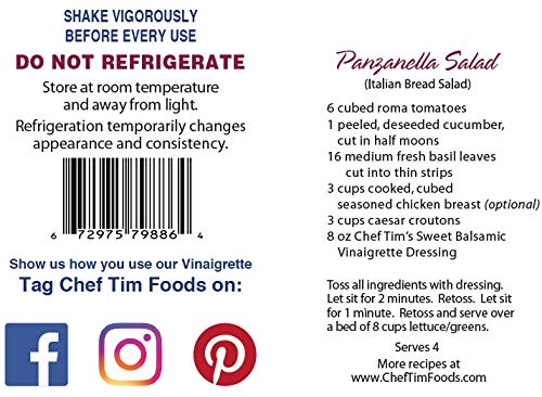 Chef Tims Sweet Balsamic Vinaigrette - 32 oz Salad Dressing & Marinade Shake, Shake, Shake. Dont Refrigerate