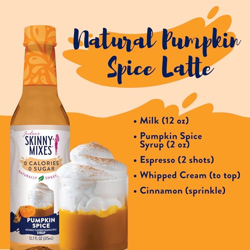 Jordans Skinny Syrups Sugar Free Syrup  Pumpkin Spice Syrup  12.6 oz  Zero Sugar and Zero Calorie Flavoring for Coffee  Protein Shake  Cocktail or Mocktail Drinks and More  Naturally Sweetened Line