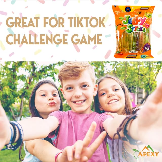 Apexy Jelly Straws, Fruit Jelly Filled Strips, Tiktok Candy Trend Items, Assorted Fruit Jelly Sticks, 15.23Oz (15.23Oz Pack Of 2