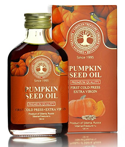 Siberian Pumpkin Seed Oil, Premium Quality, Extra Virgin, First Cold Press, 100 Ml (3.4 Fl Oz)