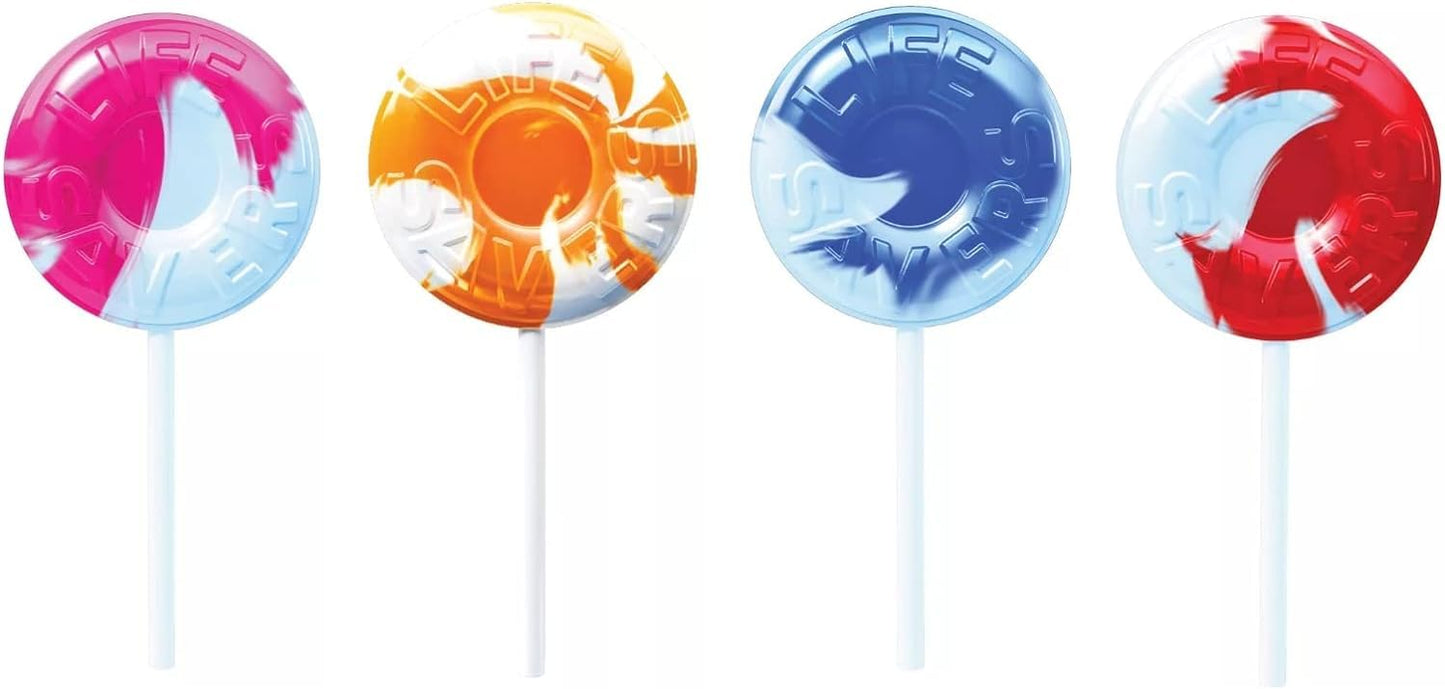 PITCHING PIGEON Life Saver Swirl Lollipops - 60 Count Bulk Candy, 4 Flavors, Wrapped Suckers