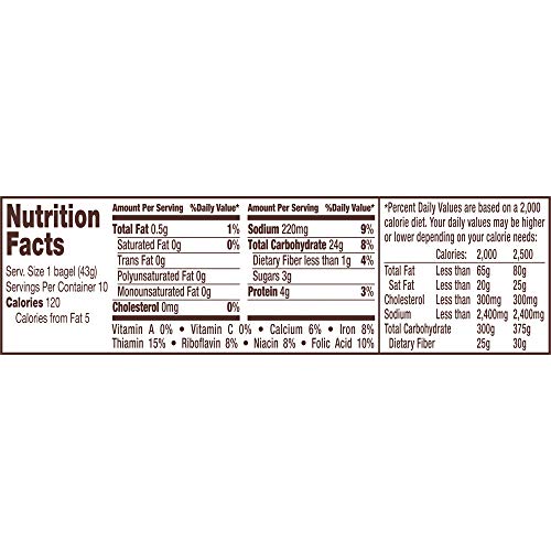 Thomas Plain Mini Bagels, 10 Pre-Sliced Mini Bagels with No High Fructose Corn Syrup, 15 Oz Bag