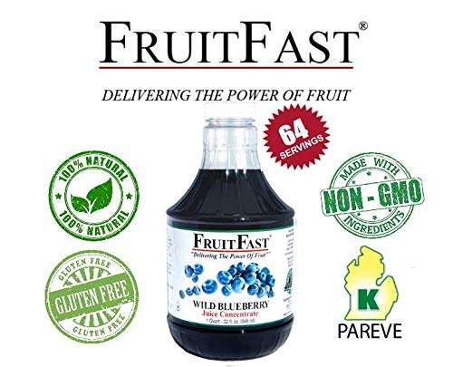 Wild Blueberry Juice Concentrate By Fruitfast - (32 Fl Oz) Unsweetened, 65 Brix Pure Concentrated Blueberry Juice - 100% Dark Wi