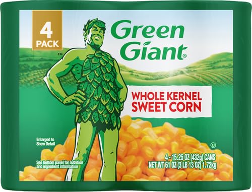 Green Giant Whole Kernel Sweet Corn, 4 Pack of 15.25 Ounce Cans