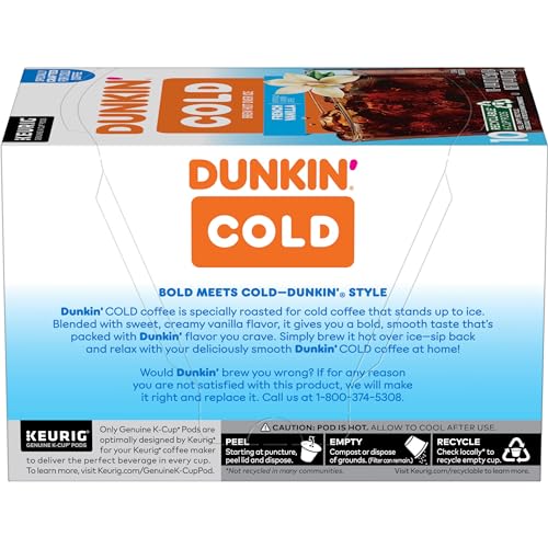 Dunkin Cold French Vanilla Flavored Coffee, 60 Keurig K-Cups