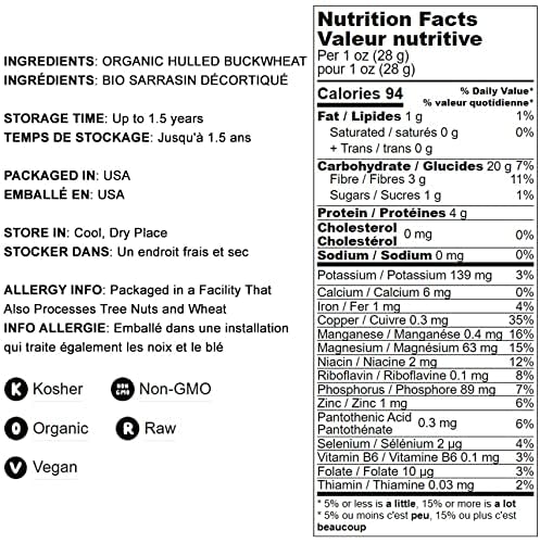 Food to Live Organic Hulled Buckwheat Flour, Non-GMO, Vegan, 32 Ounce