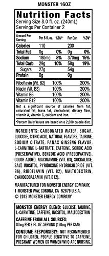 Monster Energy Drink, Green, Original, 16 Ounce (Pack Of 24)