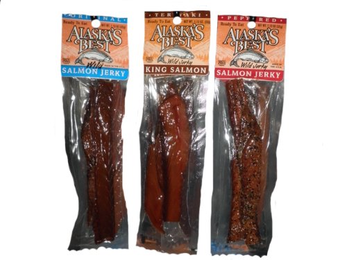 Polar Bear Gifts Smoked King Salmon Jerky Sampler, 3 Pack, 1.25 Ounce