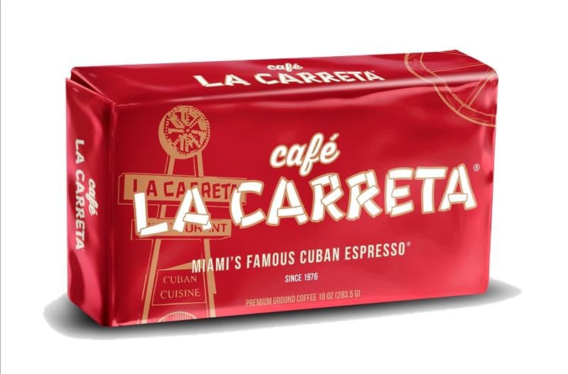 La Carreta Espresso Ground Coffee, 10 oz Bag, Pack of 3, Authentic Cuban Flavor