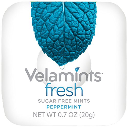 Velamints Fresh Peppermint Sugar Free Mints Tin - Fresh Breath Mint Aspartame-Free Sweetened with Stevia, 20 Gram (Pack of 6 Tin