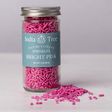 India Tree Nature's Colors Bright Pink Sprinkles 3 oz | Natural, Vegan, Non-GMO, Top 9 Allergen-Free, Red 3 Free