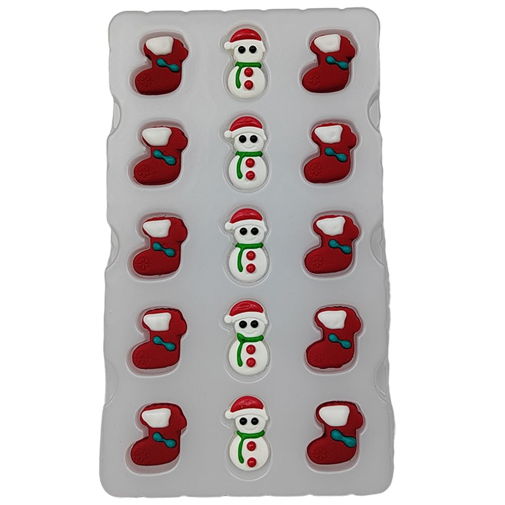 Christmas Sprinkles Icing Decoration For Cupcake Decorating, Christmas Stocking Cake Decoration, Edible Christmas Snowman Cake C
