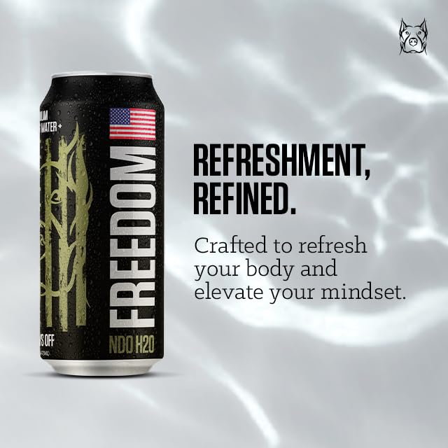 NDO H2O Premium Sparkling Water, Freedom Edition, 12 Pack, 16 oz Can, Ultra-Purified, BPA-free