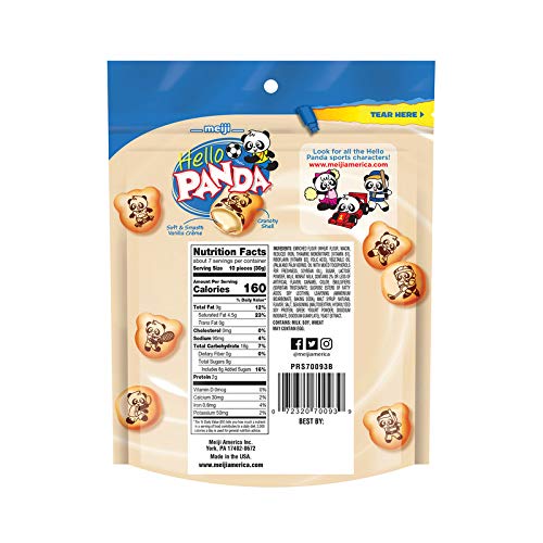 Meiji Hello Panda Cookies, Vanilla Crème Filled - 7 Oz, Pack Of 6 - Bite Sized Cookies With Fun Panda Sports